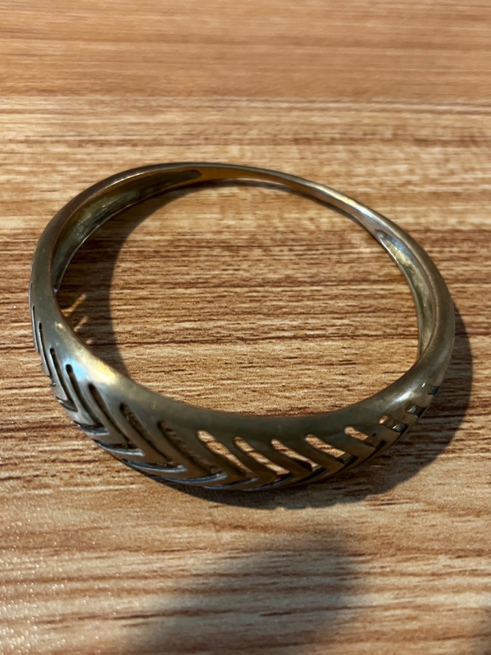 Classic Gold-Tone Cutout Herringbone Bangle Bracelet